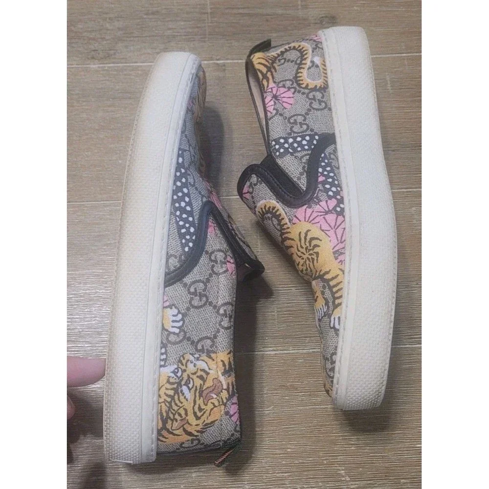 Gucci GG Beige Supreme Coated Canvas Dublin Bengal Slip-On Wmn Sneakers Sz EU 37
